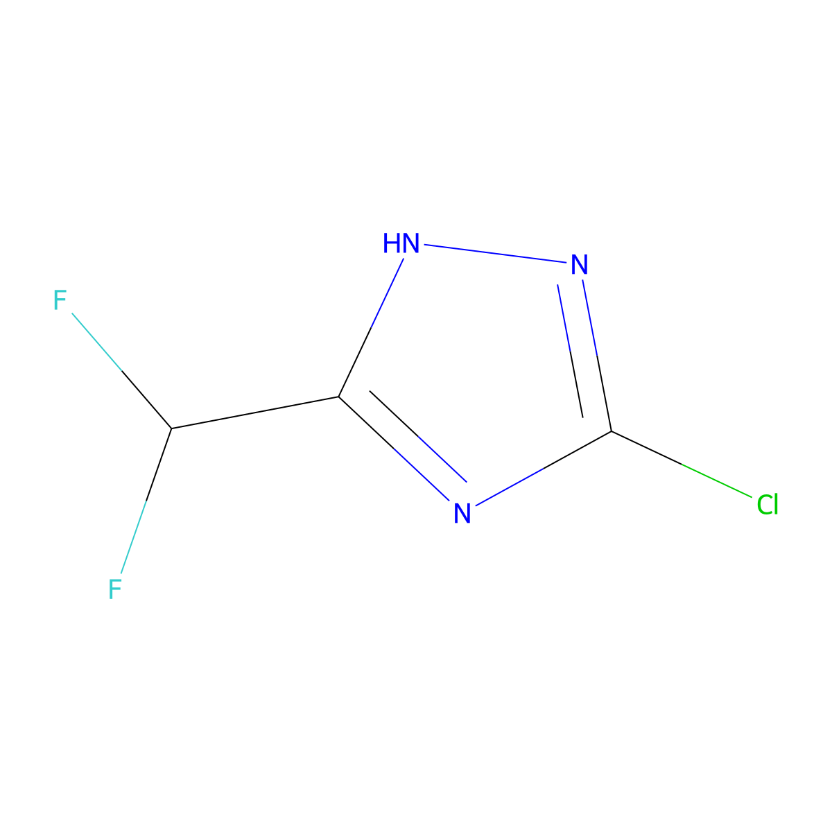 3-chloro-5-(difluoromethyl)-4H-1,2,4-triazole molecular structure, CAS 2840939-44-6