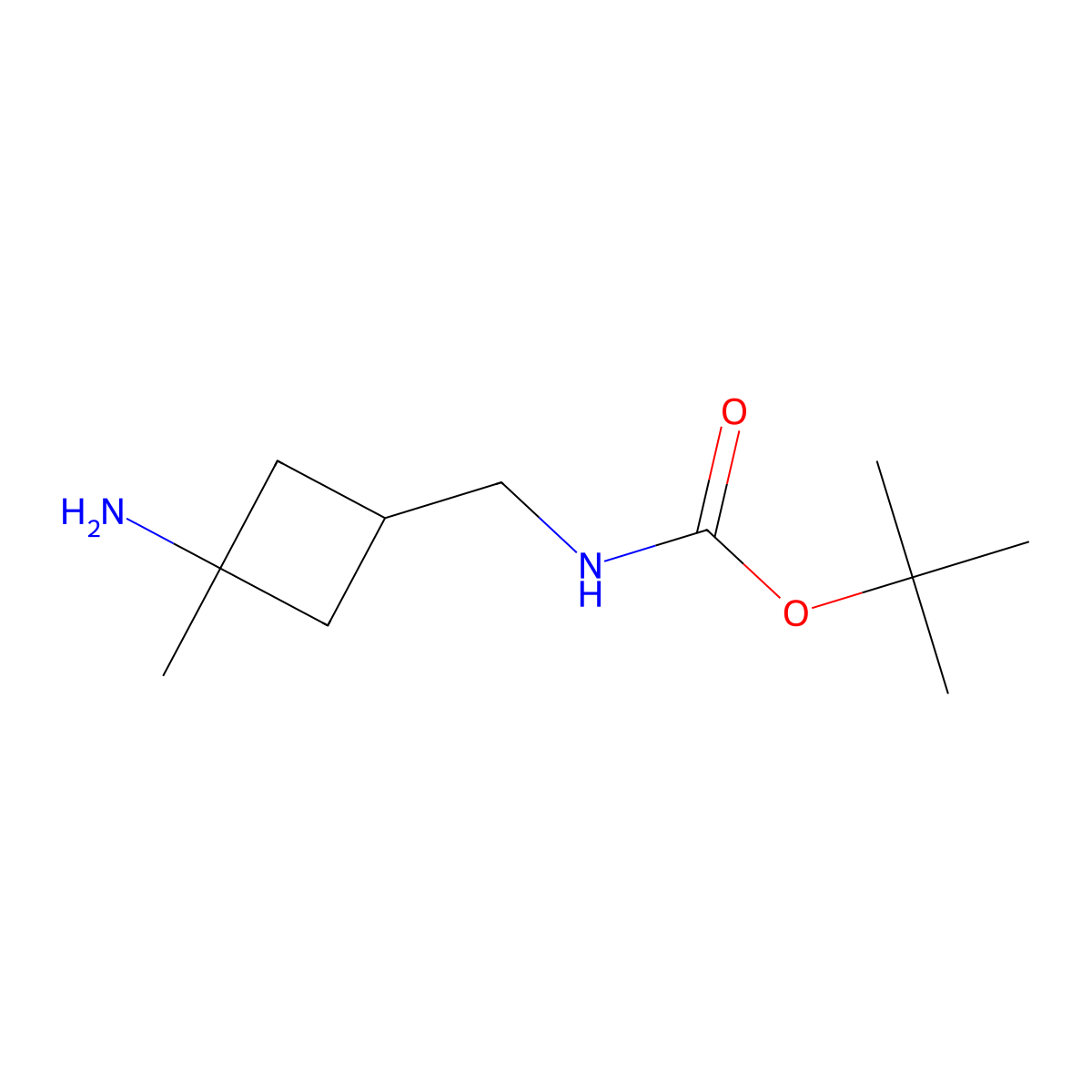 tert-butyl N-[(3-amino-3-methylcyclobutyl)methyl]carbamate molecular structure, CAS 2841004-24-6