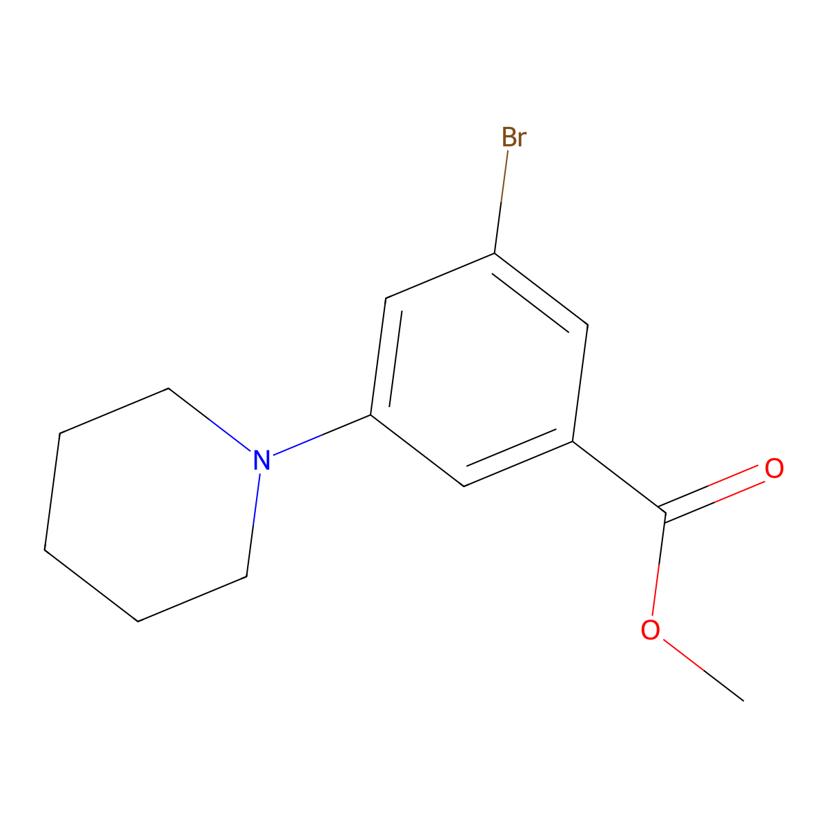 Methyl 3-bromo-5-(piperidin-1-yl)benzoate molecular structure, CAS 2841069-31-4