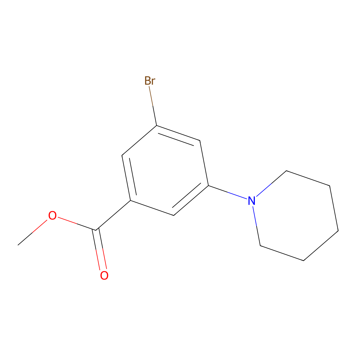 Methyl 3-bromo-5-(piperidin-1-yl)benzoate molecular structure, CAS 2841069-31-4