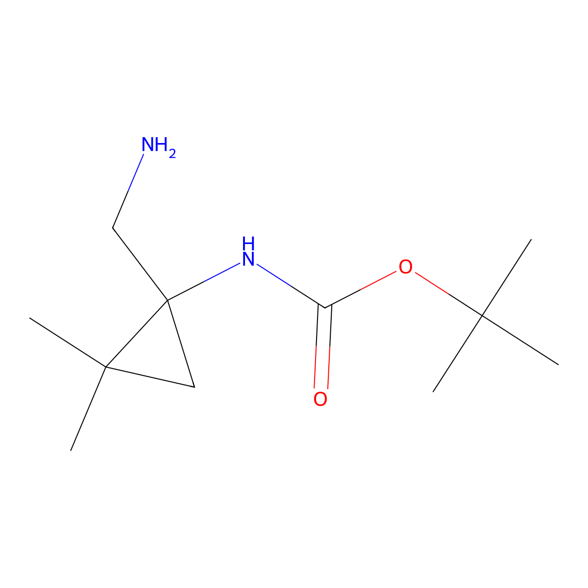 tert-butyl N-[1-(aminomethyl)-2,2-dimethylcyclopropyl]carbamate molecular structure, CAS 2841185-37-1