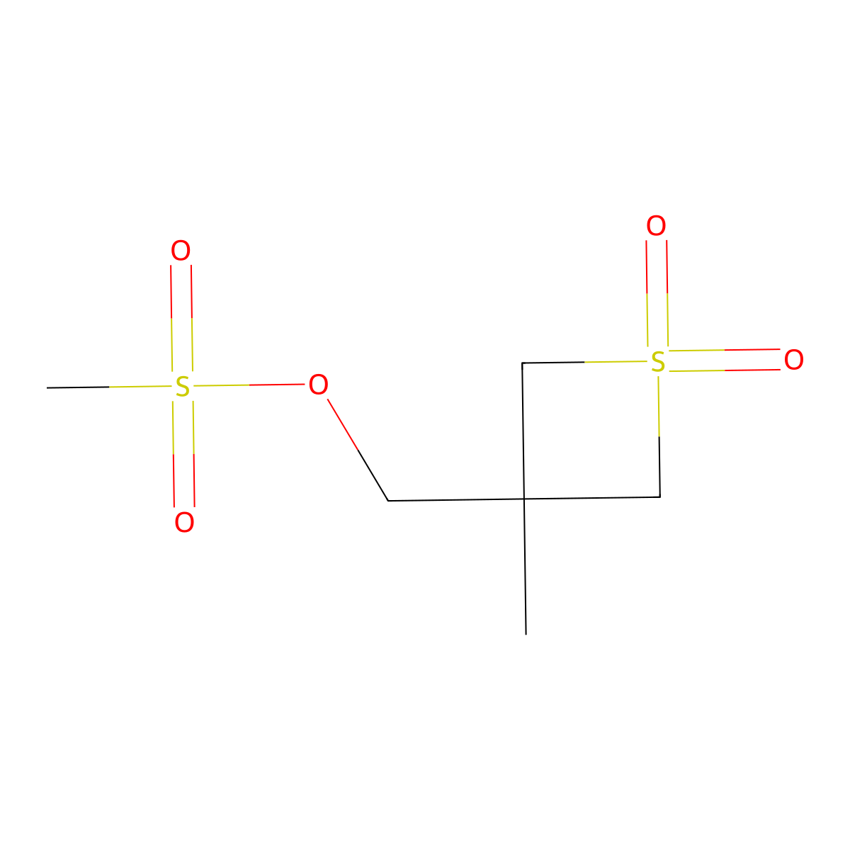 (3-Methyl-1,1-dioxidothietan-3-YL)methyl methanesulfonate molecular structure, CAS 2841210-16-8