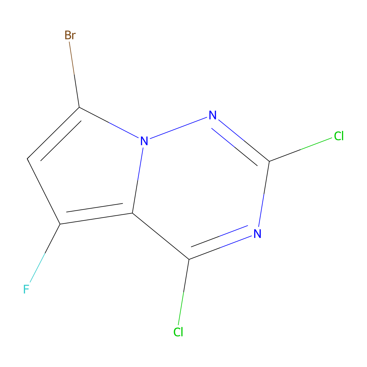 7-Bromo-2,4-dichloro-5-fluoro-pyrrolo[2,1-F][1,2,4]triazine molecular structure, CAS 2841474-77-7