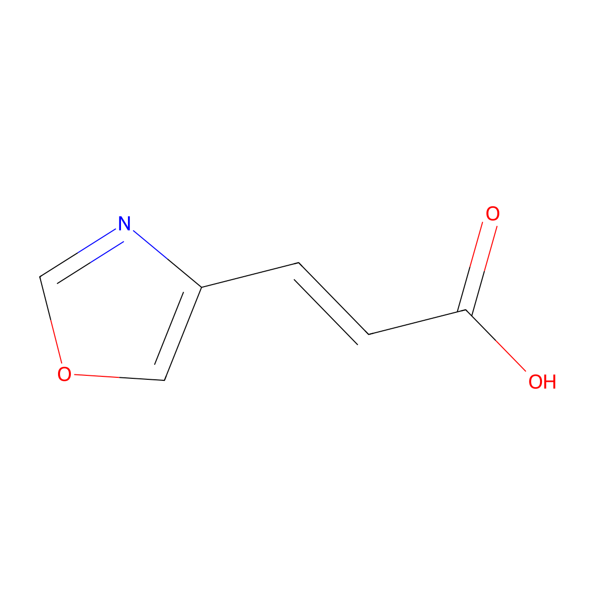(2E)-3-(1,3-oxazol-4-yl)prop-2-enoic acid molecular structure, CAS 28418-38-4
