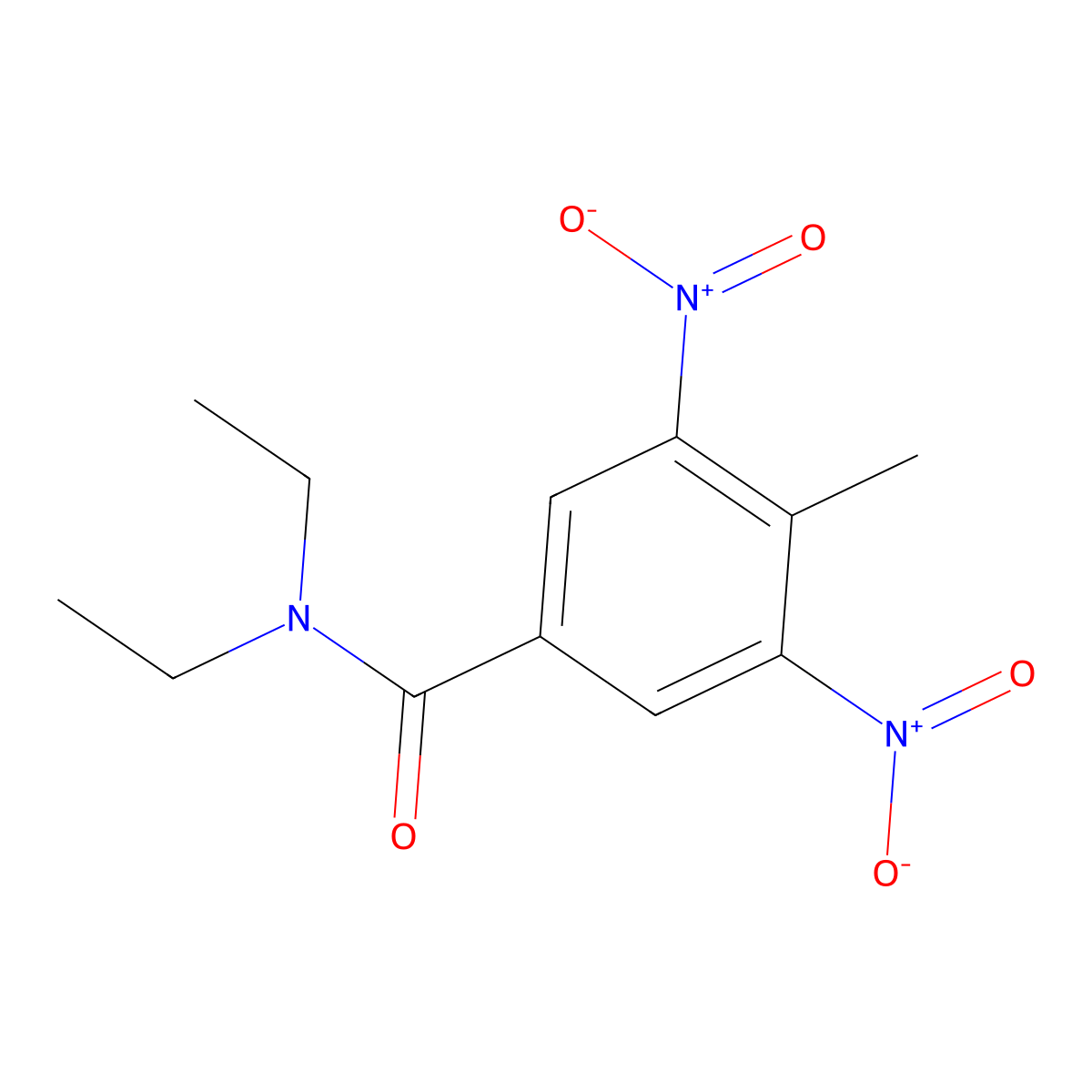 N,N-diethyl-4-methyl-3,5-dinitrobenzamide molecular structure, CAS 28420-81-7