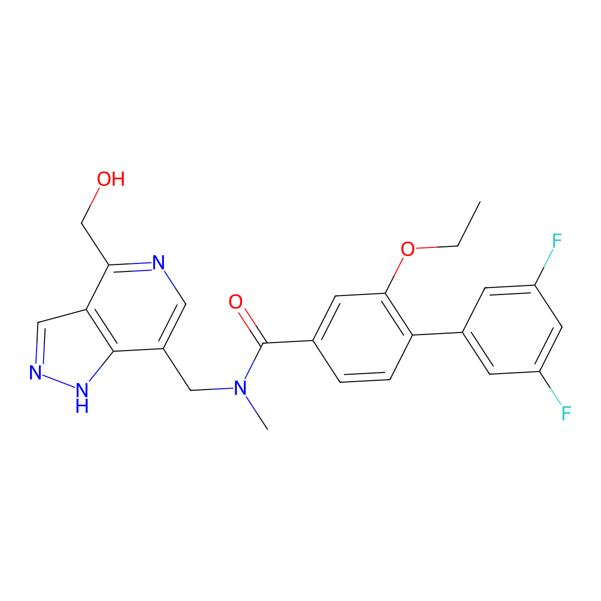 4-(3,5-difluorophenyl)-3-ethoxy-N-[[4-(hydroxymethyl)-1H-pyrazolo[4,5-c]pyridin-7-yl]methyl]-N-methylbenzamide molecular structure, CAS 2842014-94-0