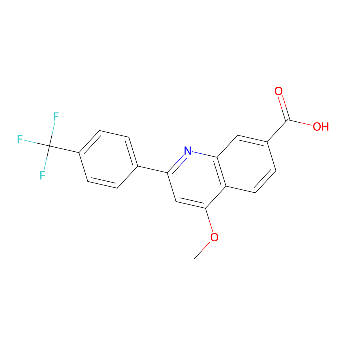 4-Methoxy-2-(4-(trifluoromethyl)phenyl)quinoline-7-carboxylic acid molecular structure, CAS 2842025-72-1
