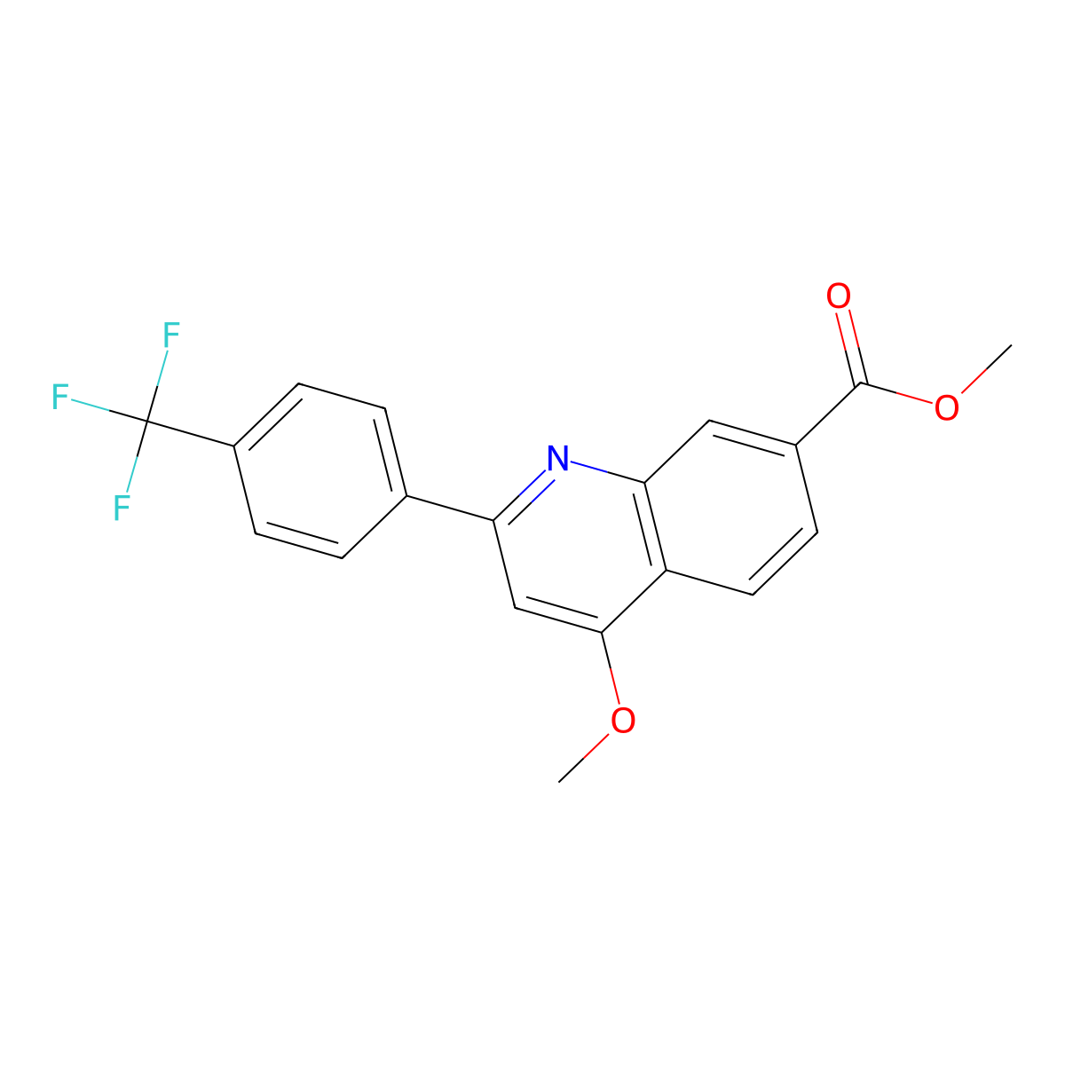 Methyl 4-methoxy-2-(4-(trifluoromethyl)phenyl)quinoline-7-carboxylate molecular structure, CAS 2842029-93-8
