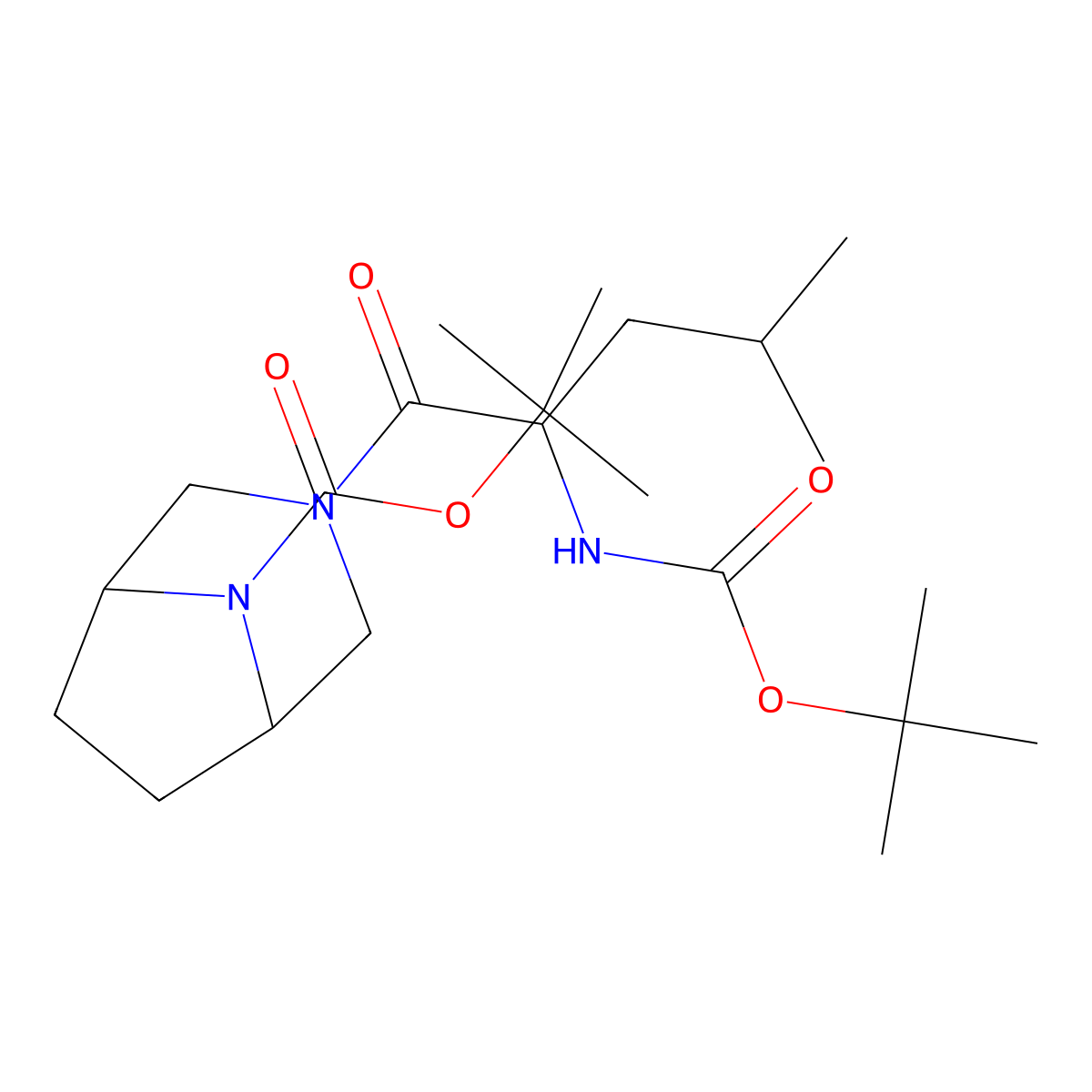 1,1-Dimethylethyl 3-[(2S)-2-[[(1,1-dimethylethoxy)carbonyl]amino]-4-methyl-1-oxopentyl]-3,8-diazabicyclo[3.2.1]octane-8-carboxylate molecular structure, CAS 2842147-33-3