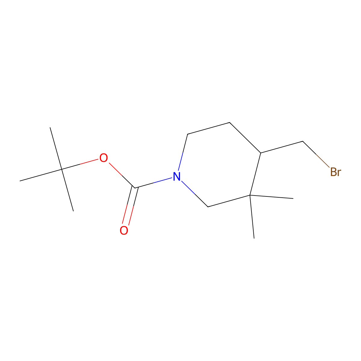 tert-Butyl 4-(bromomethyl)-3,3-dimethylpiperidine-1-carboxylate molecular structure, CAS 2842301-82-8