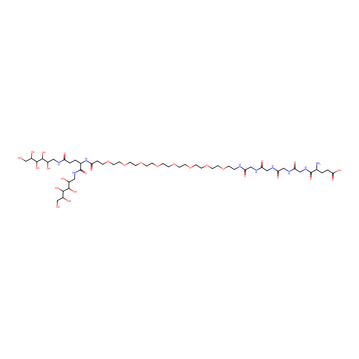 EGGGG-PEG8-amide-bis(deoxyglucitol) molecular structure, CAS 2842855-38-1