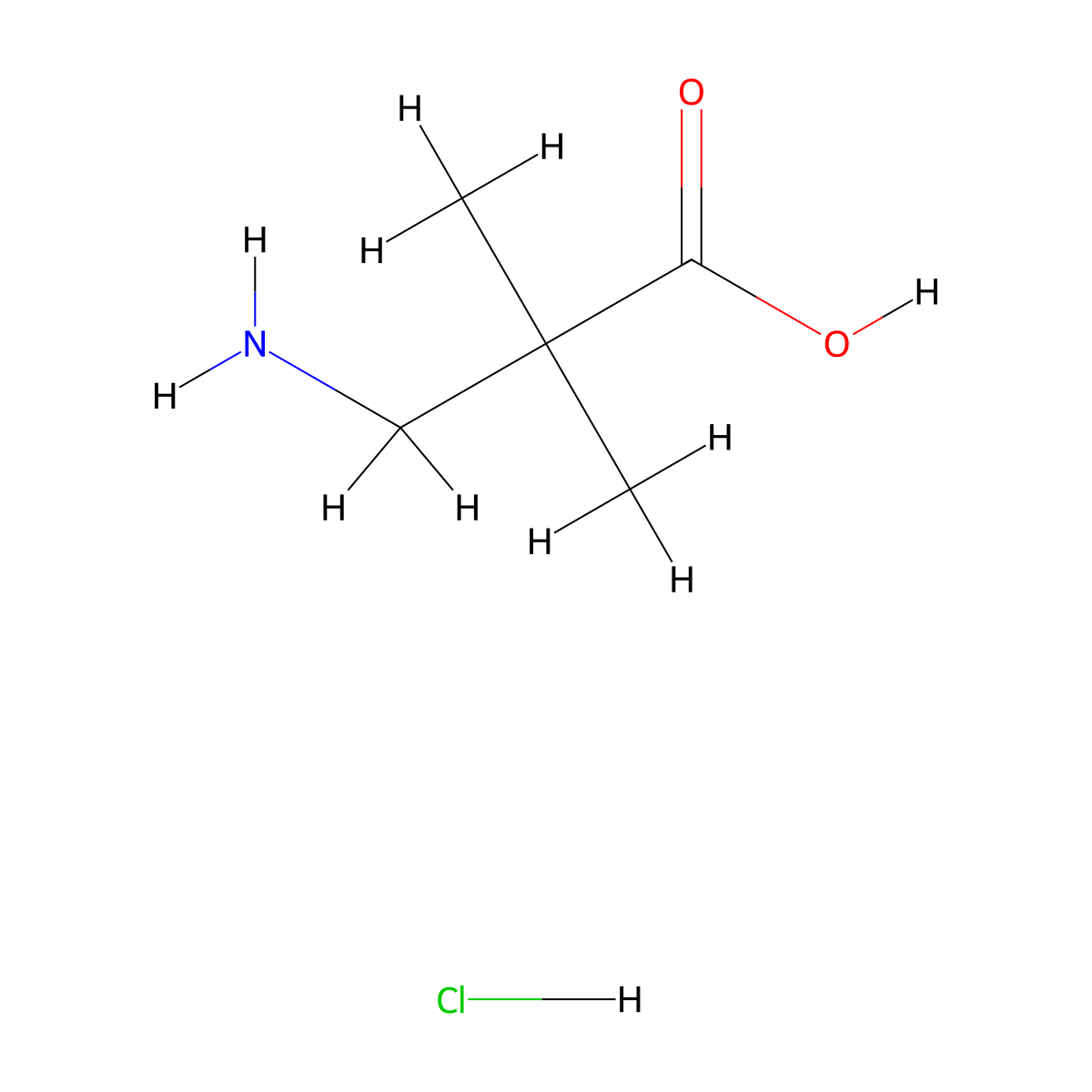 3-Amino-2,2-dimethylpropanoic acid hydrochloride molecular structure, CAS 2843-19-8