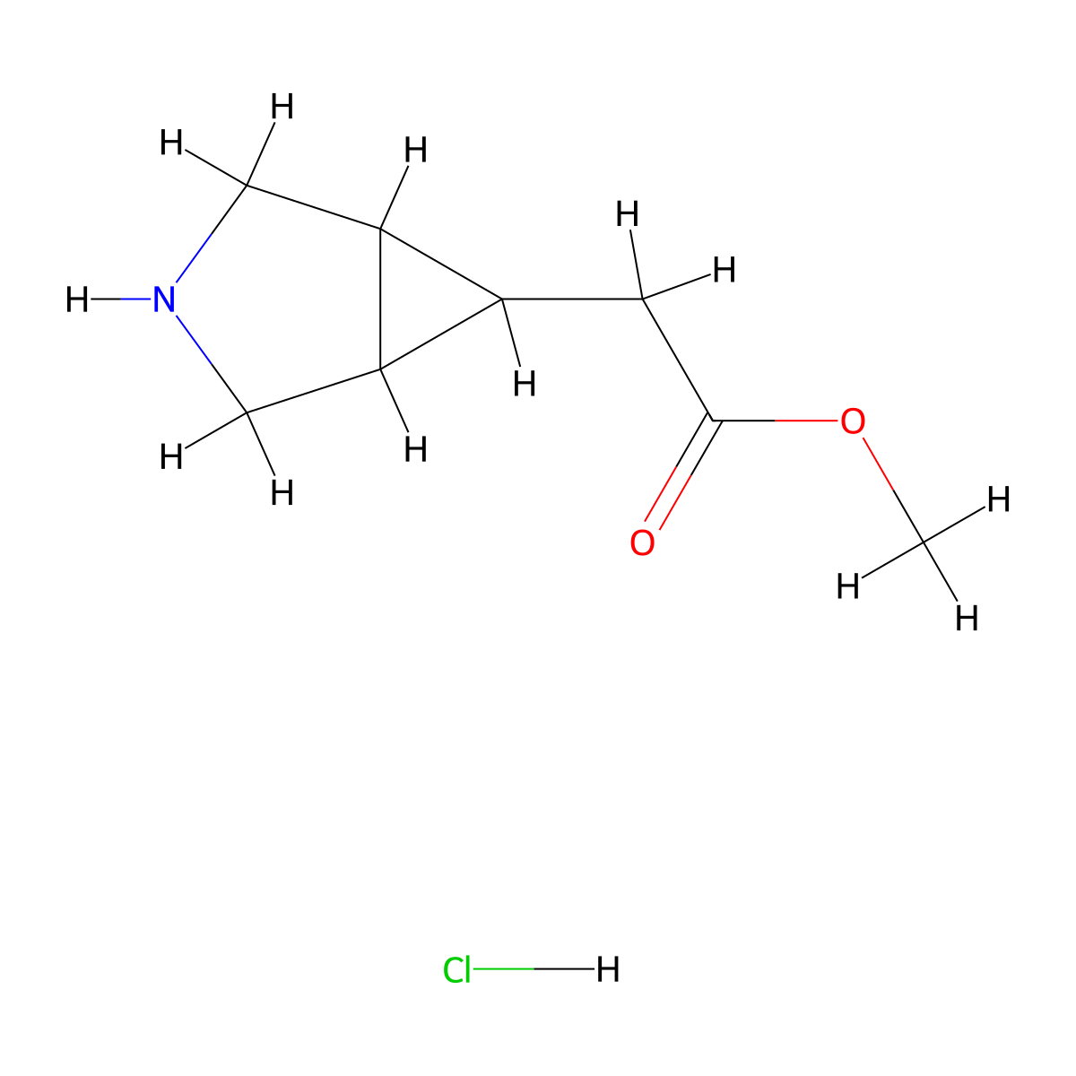 Methyl 2-(3-azabicyclo[3.1.0]hexan-6-yl)acetate hydrochloride molecular structure, CAS 2843588-60-1