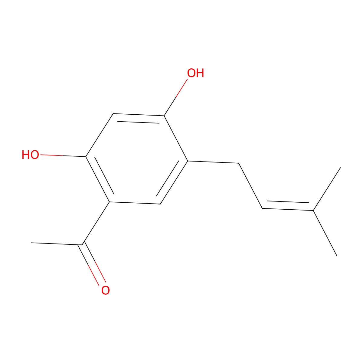 1-(2,4-Dihydroxy-5-(3-methylbut-2-enyl)phenyl)ethanone molecular structure, CAS 28437-37-8