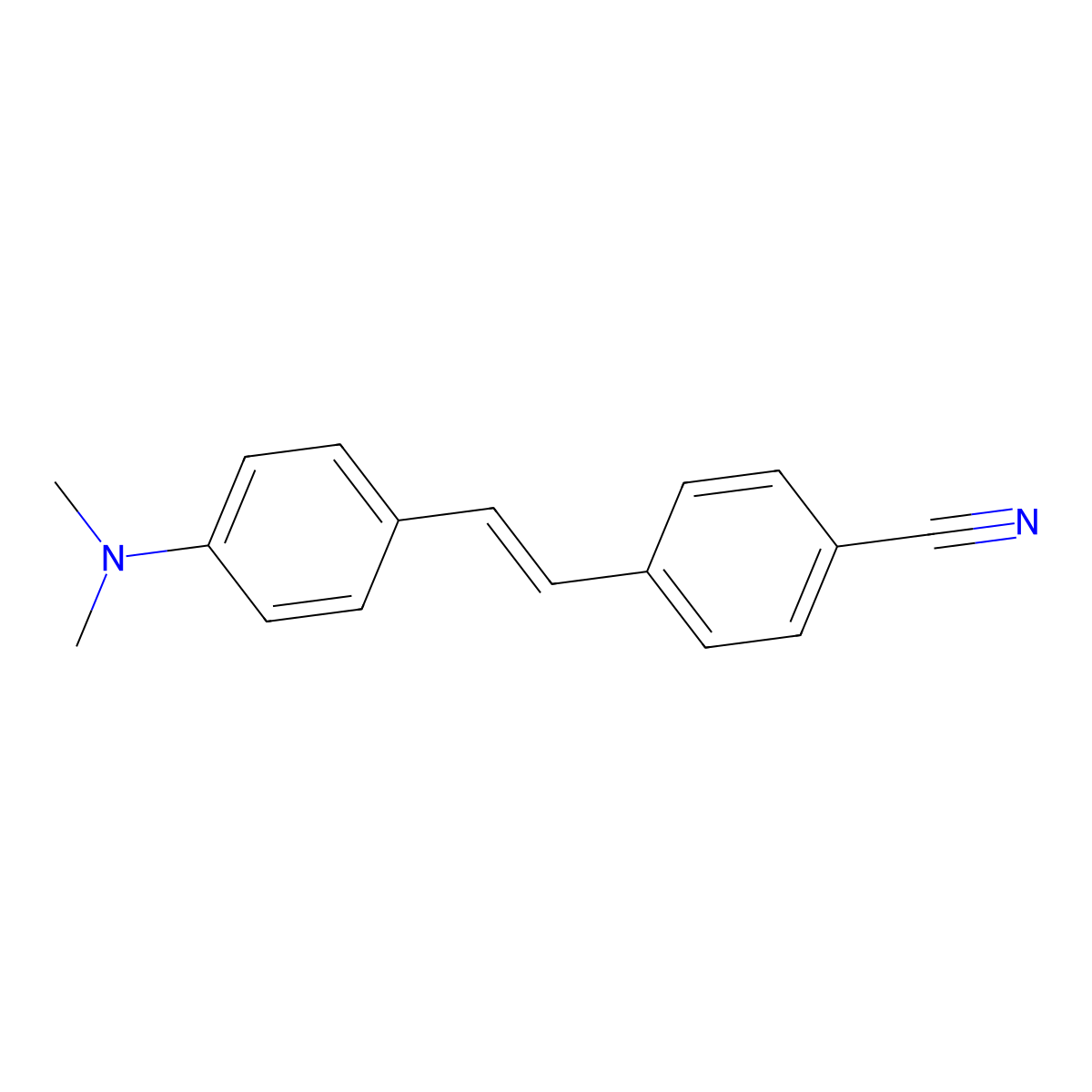 Benzonitrile, 4-(2-(4-(dimethylamino)phenyl)ethenyl)-, (E)- molecular structure, CAS 2844-17-9
