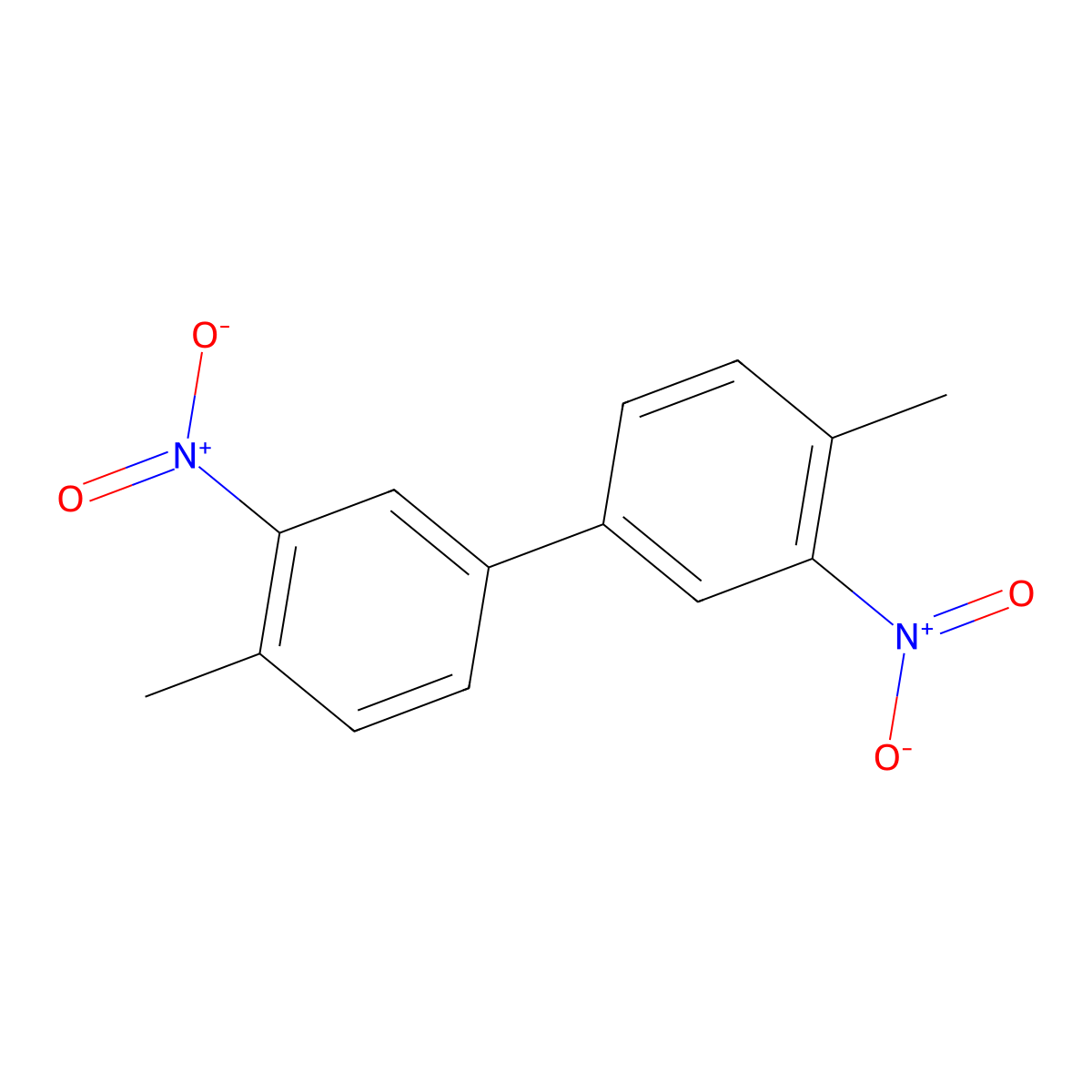 1,1'-Biphenyl, 4,4'-dimethyl-3,3'-dinitro- molecular structure, CAS 28442-37-7
