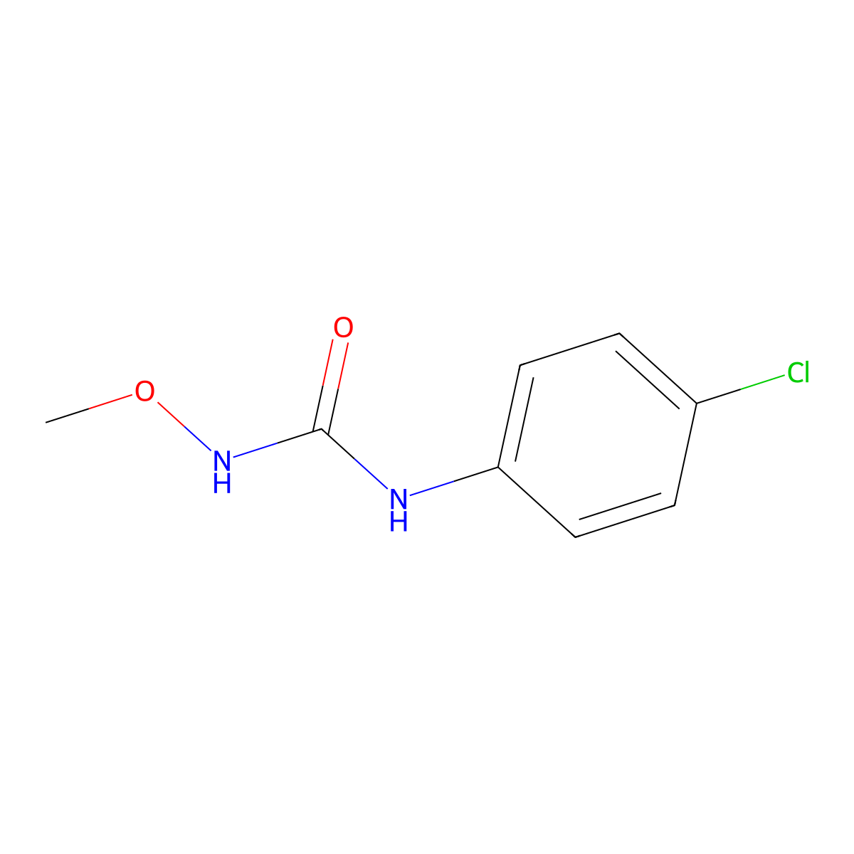 Urea, N-(4-chlorophenyl)-N'-methoxy- molecular structure, CAS 28443-49-4