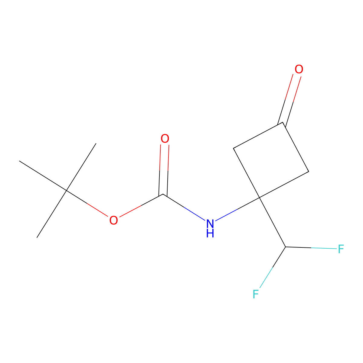 tert-butylN-[1-(difluoromethyl)-3-oxocyclobutyl]carbamate molecular structure, CAS 2844468-33-1