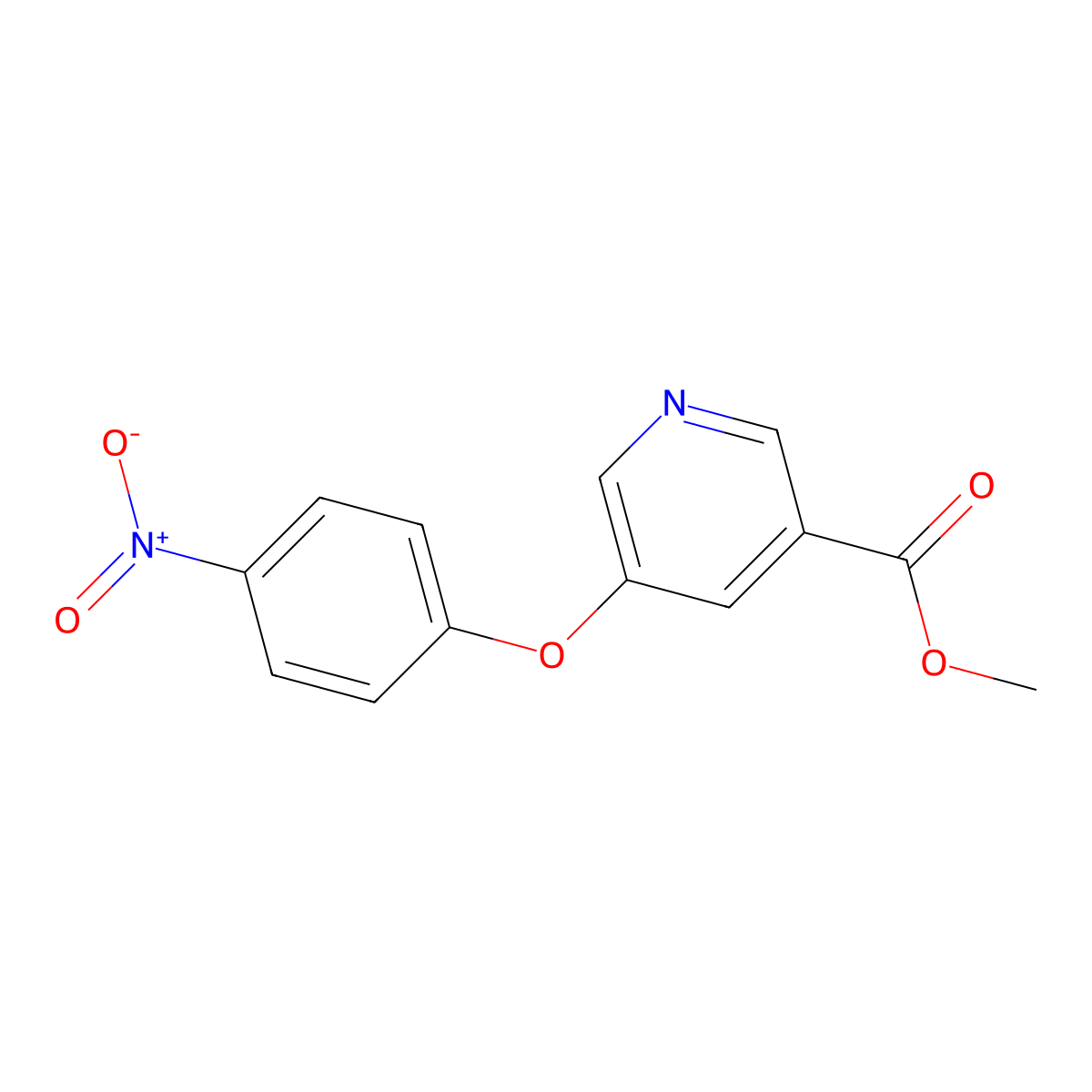 Methyl 5-(4-nitrophenoxy)pyridine-3-carboxylate molecular structure, CAS 284462-57-3