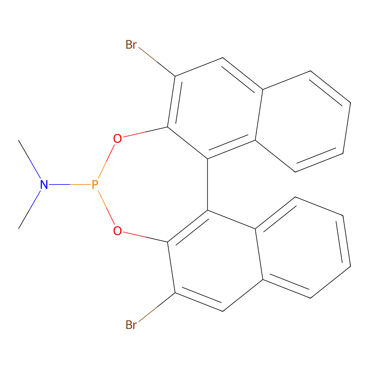 (11bS)-2,6-Dibromo-N,N-dimethyldinaphtho[2,1-d:1',2'-f][1,3,2]dioxaphosphepin-4-amine molecular structure, CAS 284472-86-2