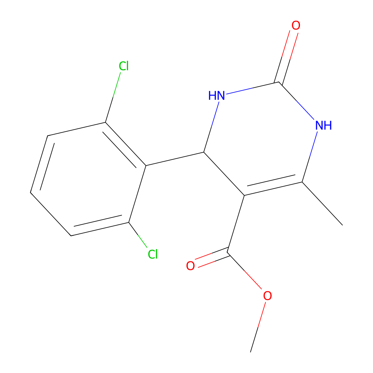Methyl 4-(2,6-dichlorophenyl)-6-methyl-2-oxo-1,2,3,4-tetrahydropyrimidine-5-carboxylate molecular structure, CAS 284477-07-2