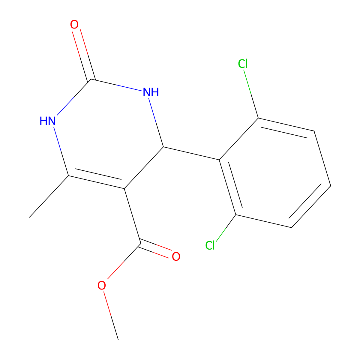 Methyl 4-(2,6-dichlorophenyl)-6-methyl-2-oxo-1,2,3,4-tetrahydropyrimidine-5-carboxylate molecular structure, CAS 284477-07-2