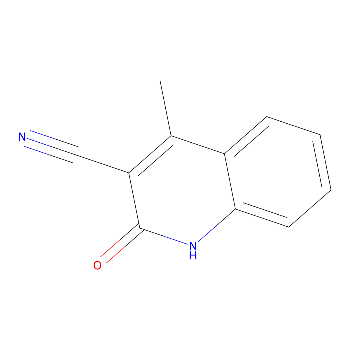 1,2-Dihydro-4-methyl-2-oxo-3-quinolinecarbonitrile molecular structure, CAS 28448-12-6