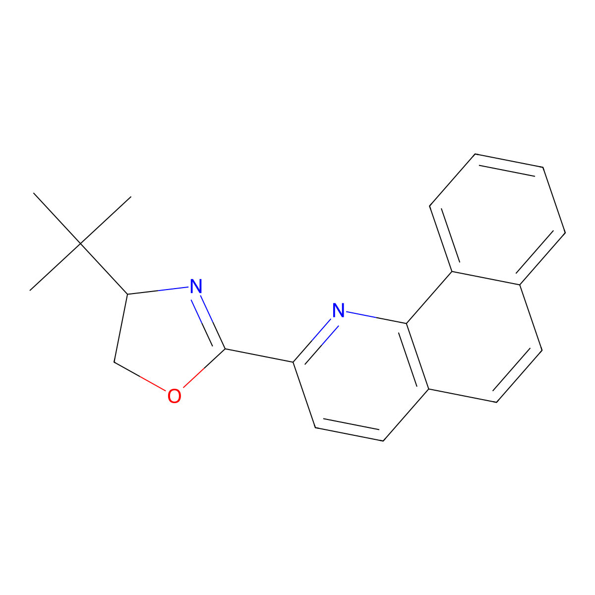 (S)-2-(Benzo[h]quinolin-2-yl)-4-(tert-butyl)-4,5-dihydrooxazole molecular structure, CAS 284483-04-1