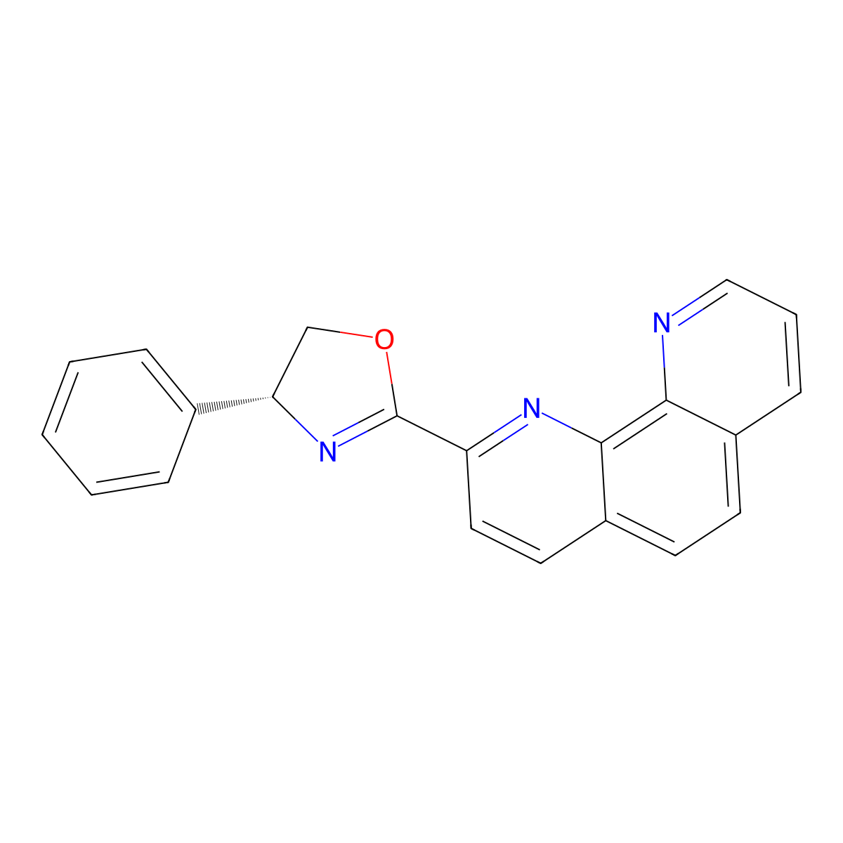(R)-2-(1,10-Phenanthrolin-2-yl)-4-phenyl-4,5-dihydrooxazole molecular structure, CAS 284483-10-9