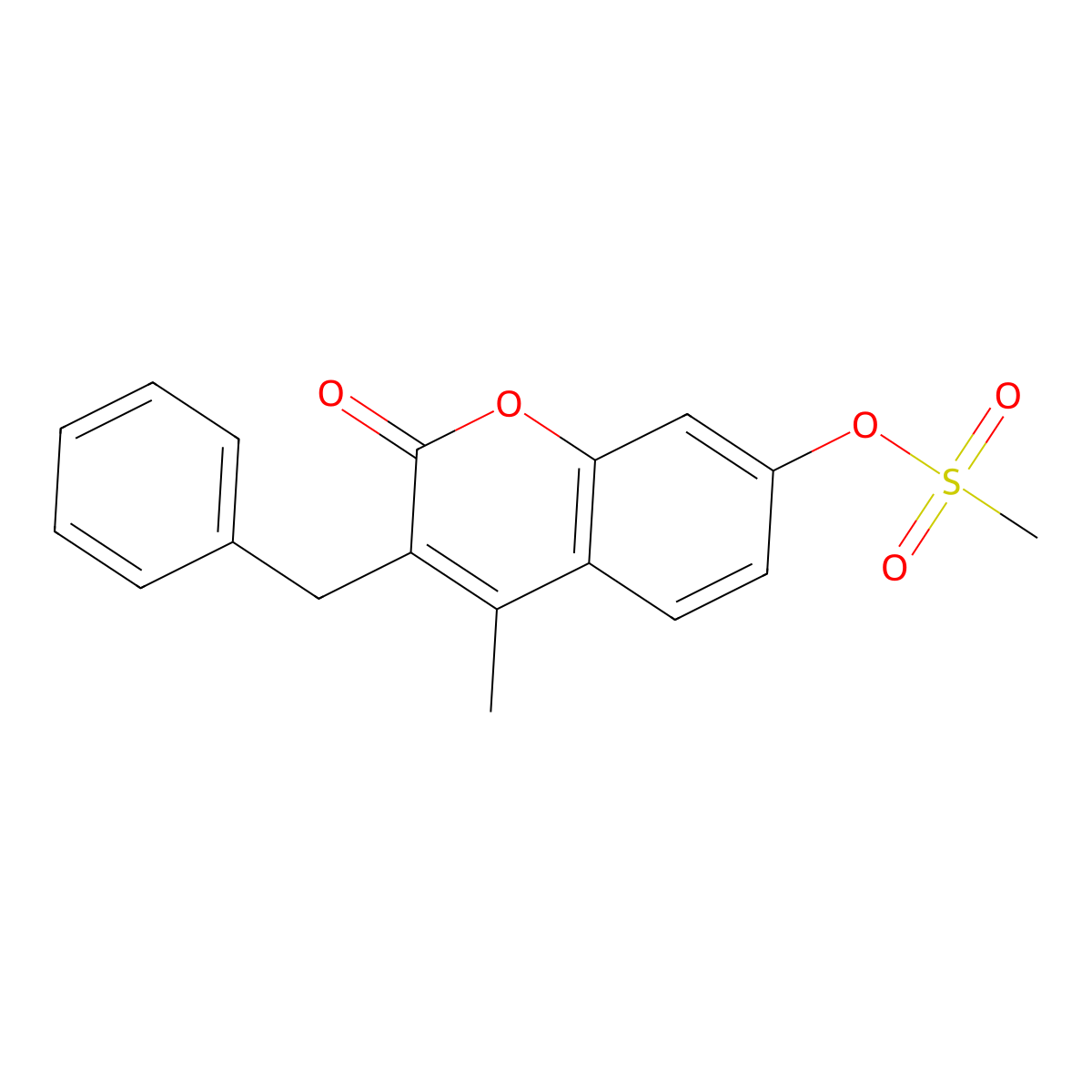 3-benzyl-4-methyl-2-oxo-2H-chromen-7-yl methanesulfonate molecular structure, CAS 284487-29-2