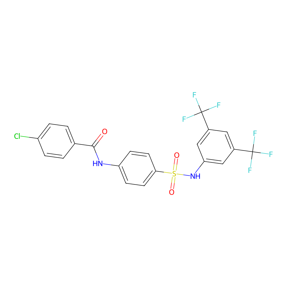N-[4-[[3,5-bis(trifluoromethyl)phenyl]sulfamoyl]phenyl]-4-chlorobenzamide molecular structure, CAS 284487-50-9