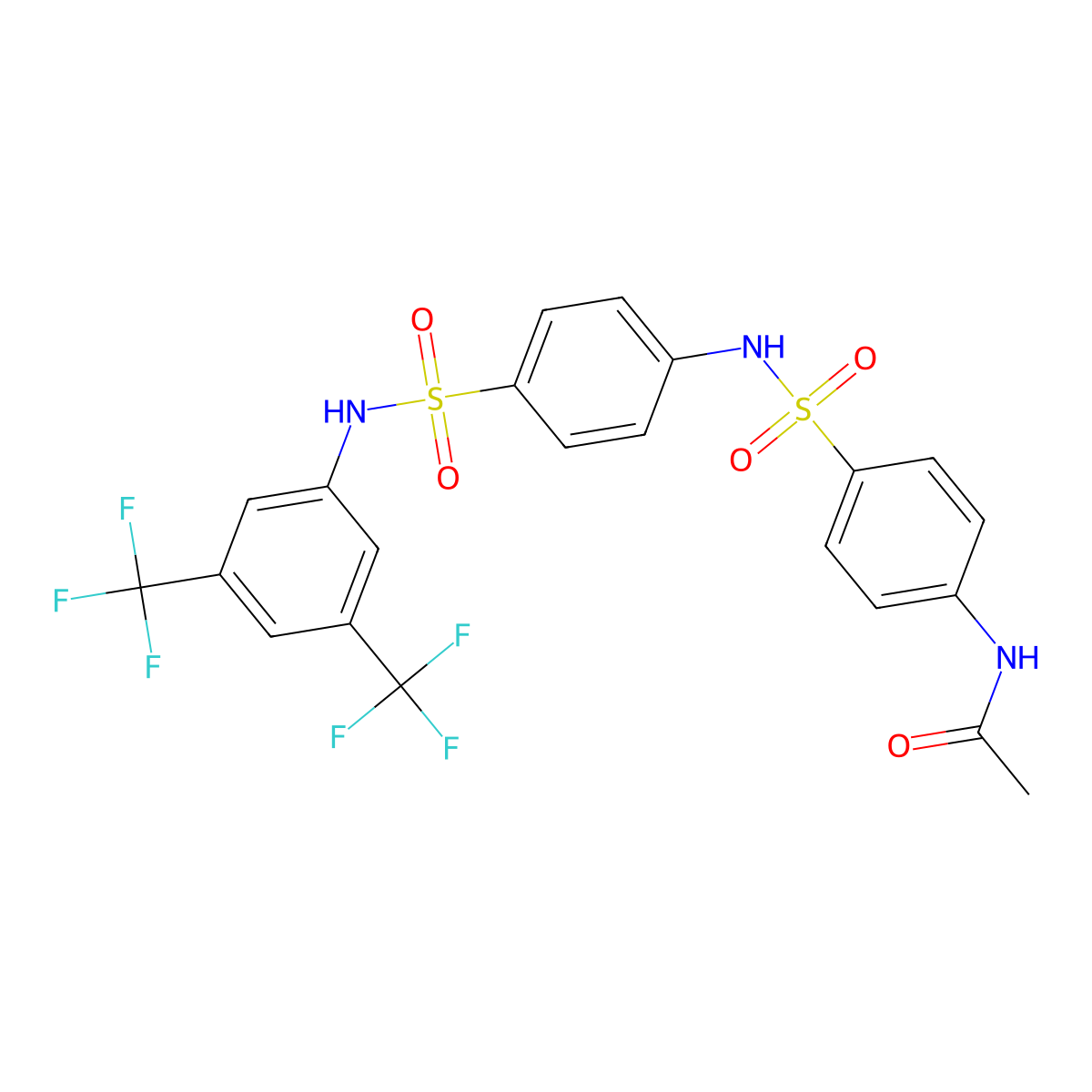 N-(4-(N-(4-(N-(3,5-Bis(trifluoromethyl)phenyl)sulfamoyl)phenyl)sulfamoyl)phenyl)acetamide molecular structure, CAS 284487-54-3