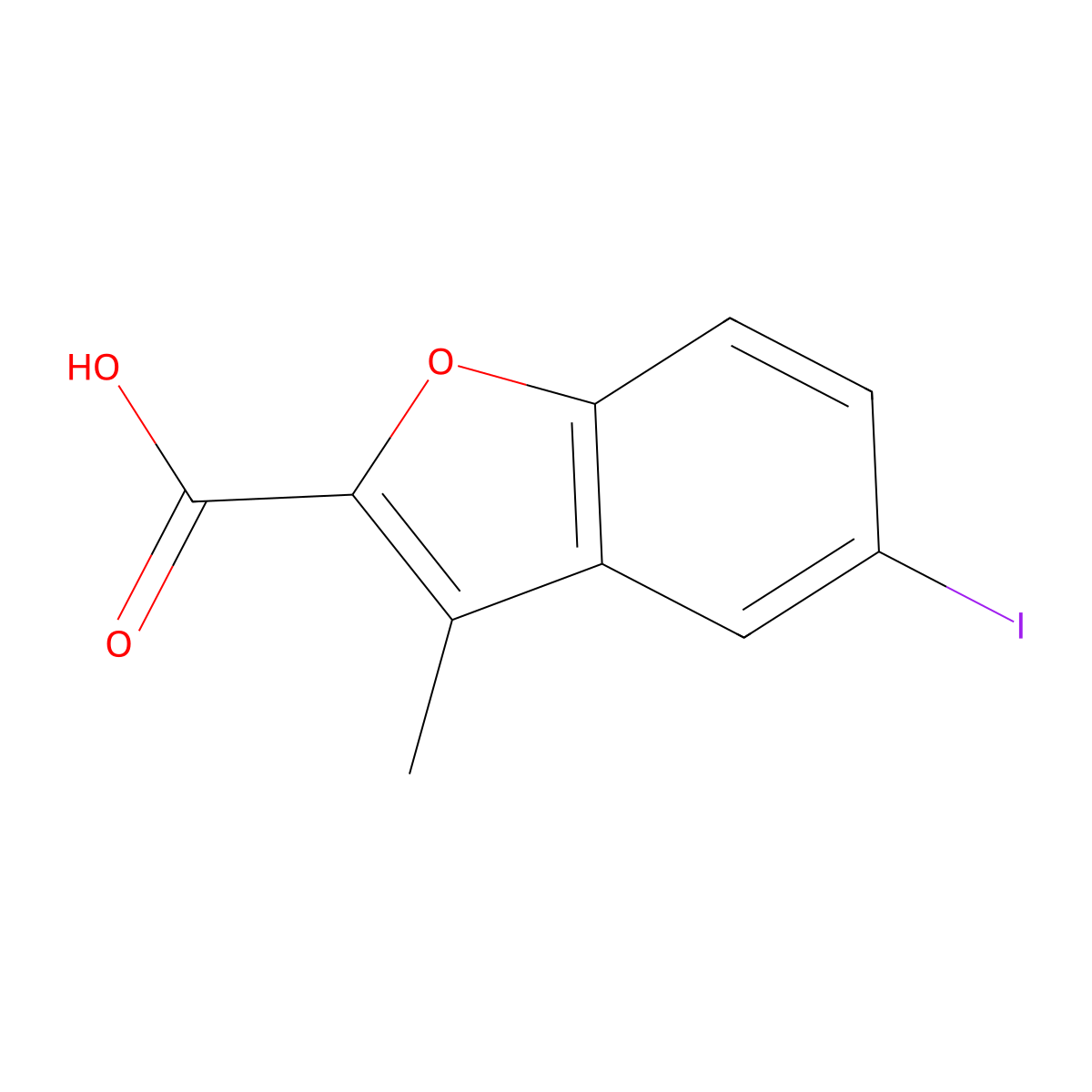 5-Iodo-3-methyl-1-benzofuran-2-carboxylic acid molecular structure, CAS 284488-36-4