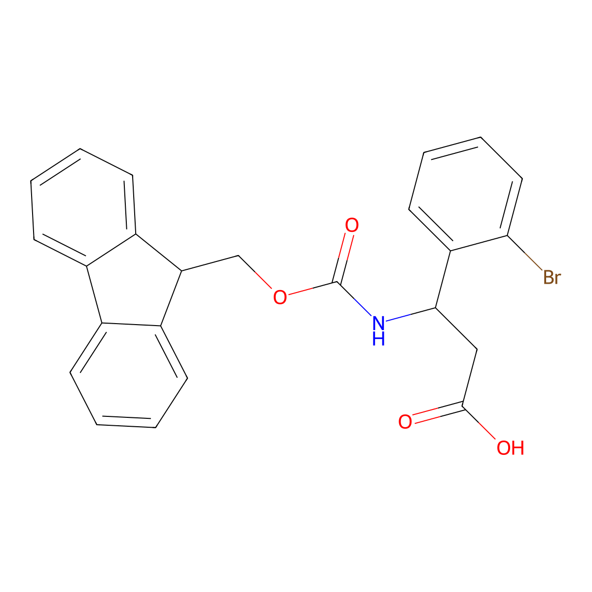 3-((((9H-Fluoren-9-yl)methoxy)carbonyl)amino)-3-(2-bromophenyl)propanoic acid molecular structure, CAS 284492-04-2