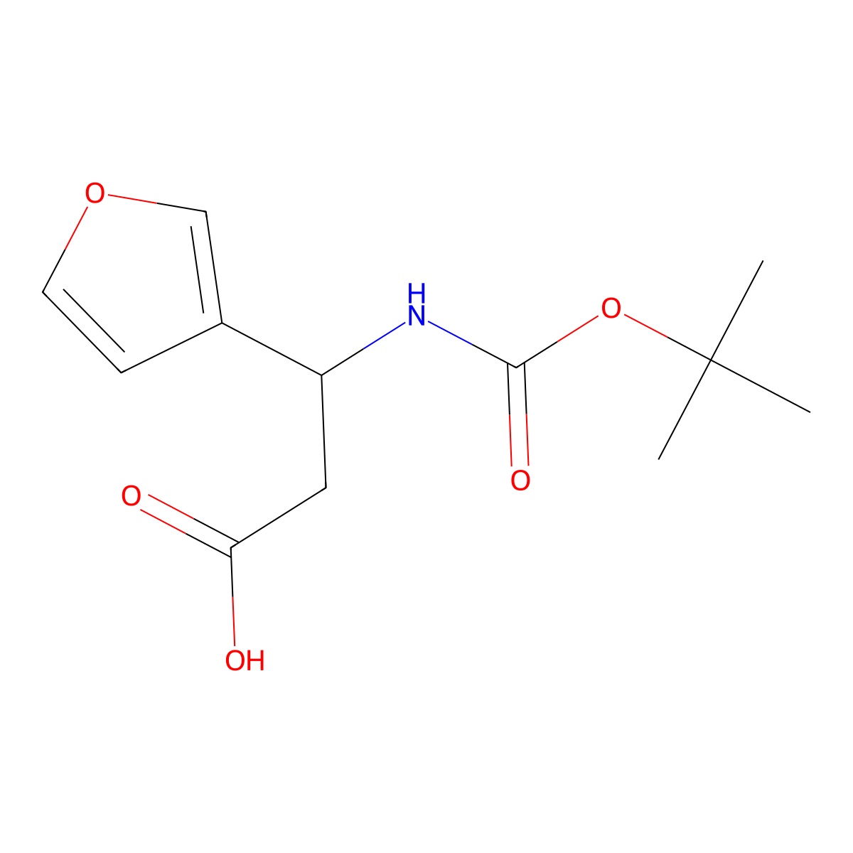 3-tert-Butoxycarbonylamino-3-furan-3-yl-propionic acid molecular structure, CAS 284492-24-6