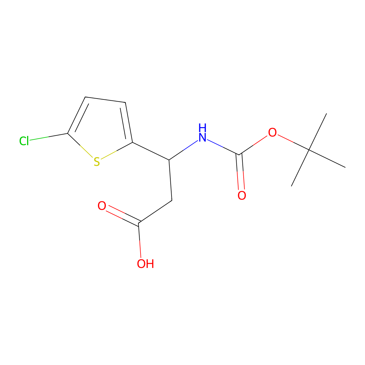 3-{[(Tert-butoxy)carbonyl]amino}-3-(5-chlorothiophen-2-yl)propanoic acid molecular structure, CAS 284492-27-9