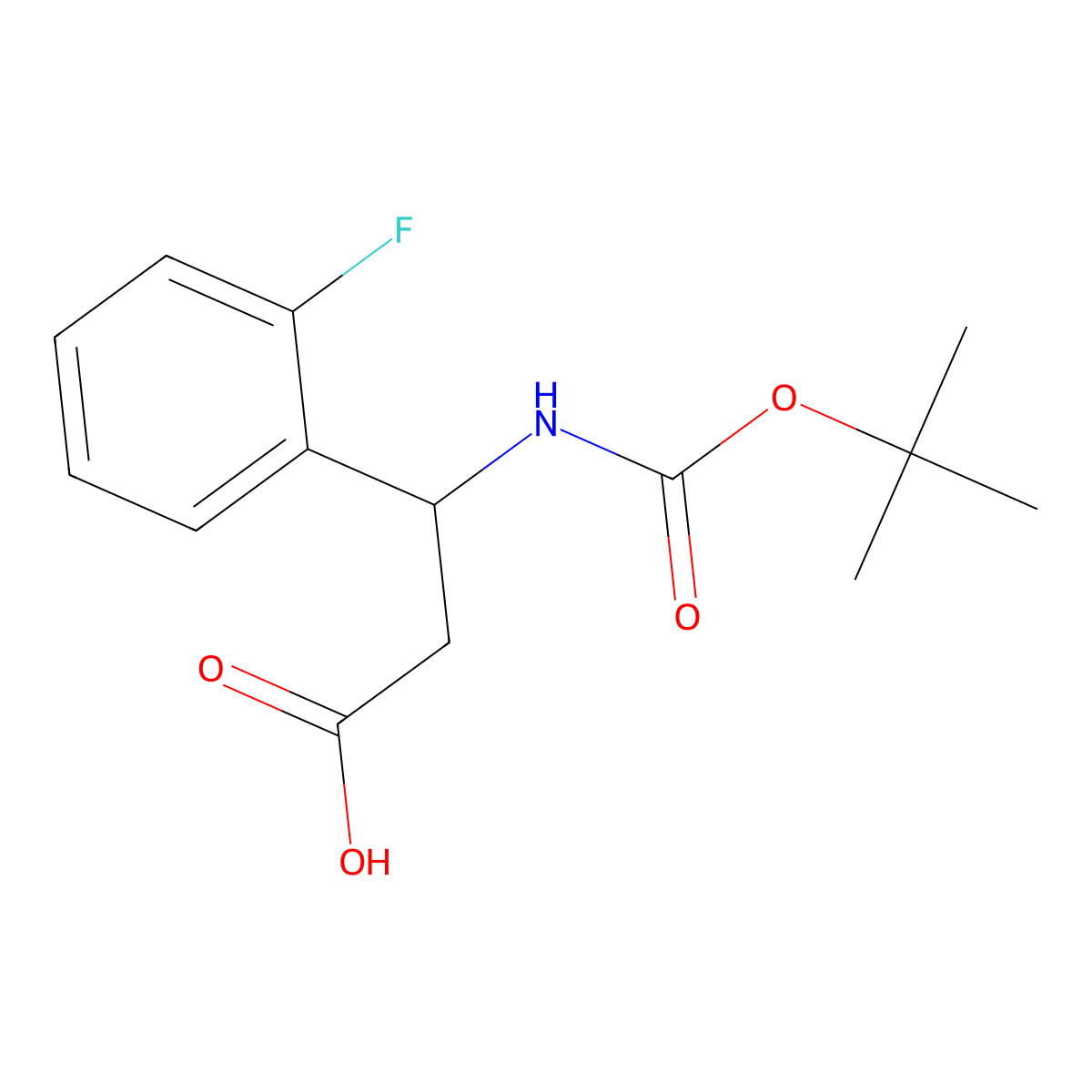 3-((tert-Butoxycarbonyl)amino)-3-(2-fluorophenyl)propanoic acid molecular structure, CAS 284493-56-7