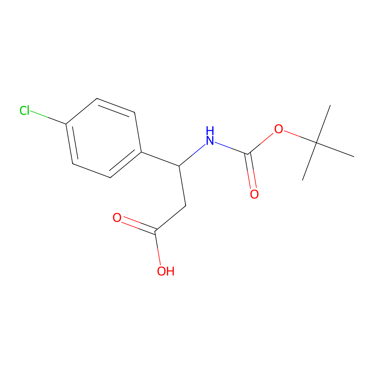 3-((tert-Butoxycarbonyl)amino)-3-(4-chlorophenyl)propanoic acid molecular structure, CAS 284493-65-8