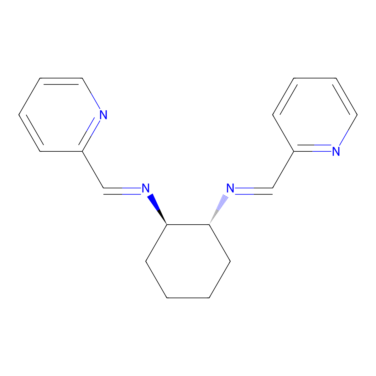 rel-N,N'-((1R,2R)-Cyclohexane-1,2-diyl)bis(1-(pyridin-2-yl)methanimine) molecular structure, CAS 284497-48-9