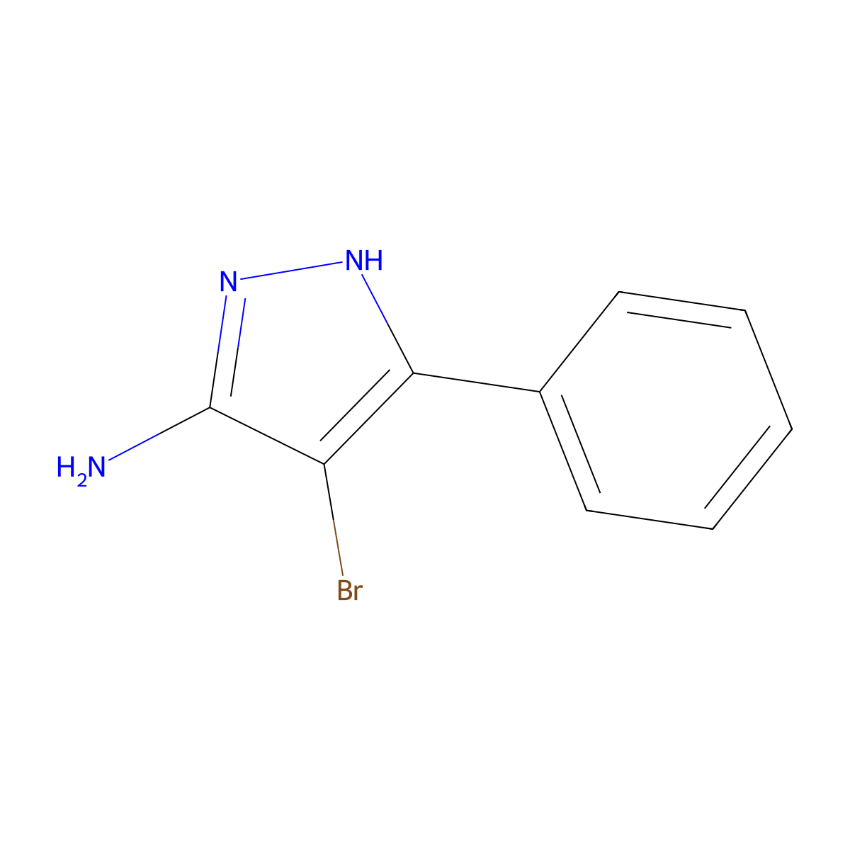 4-Bromo-3-phenyl-1H-pyrazol-5-amine molecular structure, CAS 2845-78-5