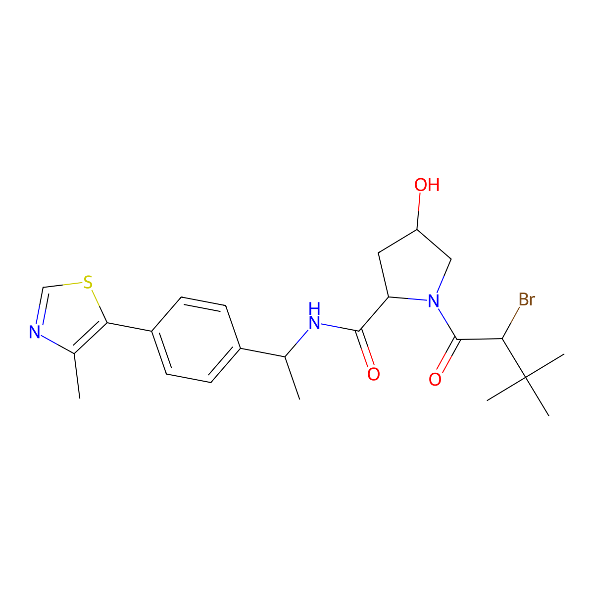 (2S,4R)-1-[(R)-2-Bromo-3,3-dimethylbutanoyl]-4-hydroxy-N-[(S)-1-[4-(4-methyl-5-thiazolyl)phenyl]ethyl]pyrrolidine-2-carboxamide molecular structure, CAS 2845095-52-3