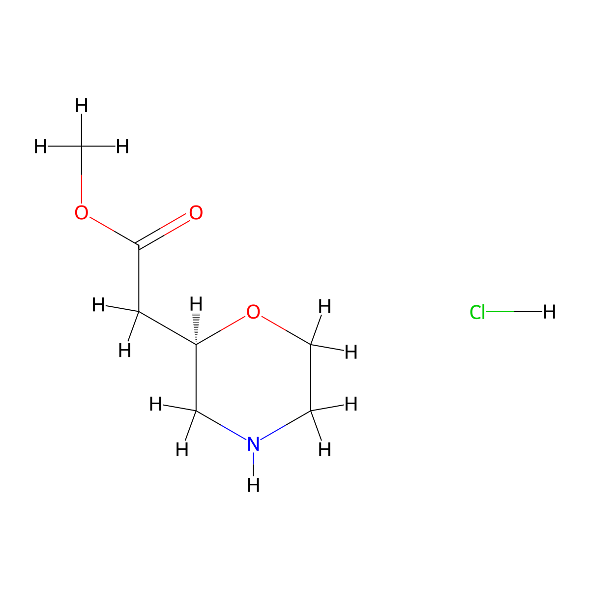 Methyl 2-((R)-morpholin-2-yl)acetate hydrochloride molecular structure, CAS 2845095-54-5
