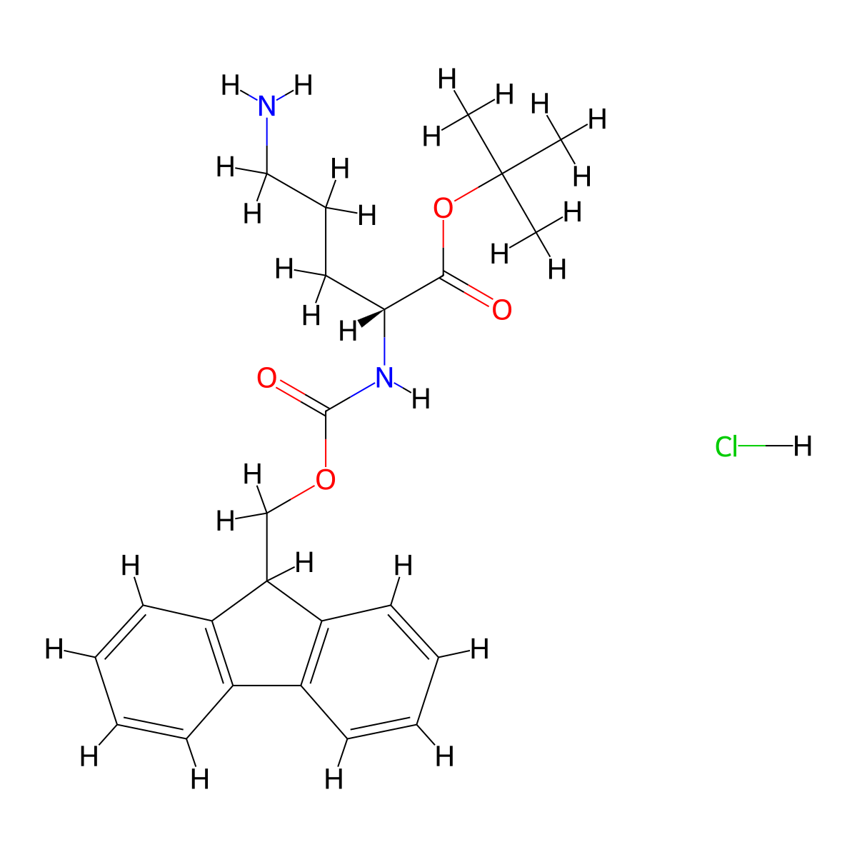 NA-Fmoc-D-ornithine tert-butyl ester hcl molecular structure, CAS 2845095-60-3