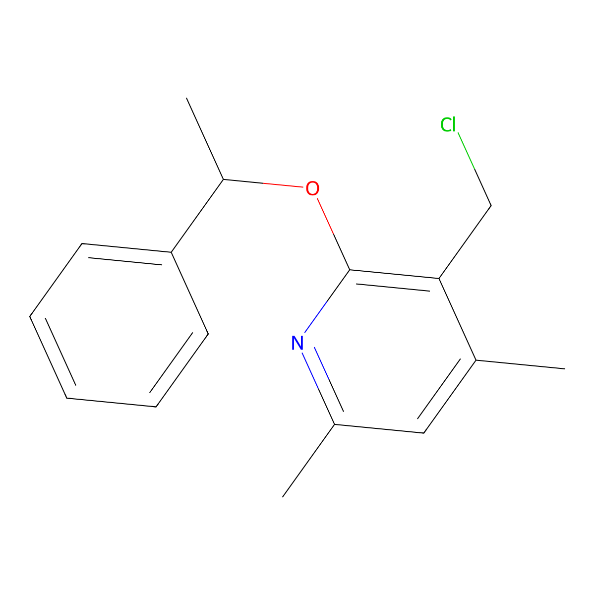 (R)-3-(Chloromethyl)-4,6-dimethyl-2-(1-phenylethoxy)pyridine molecular structure, CAS 2845095-70-5