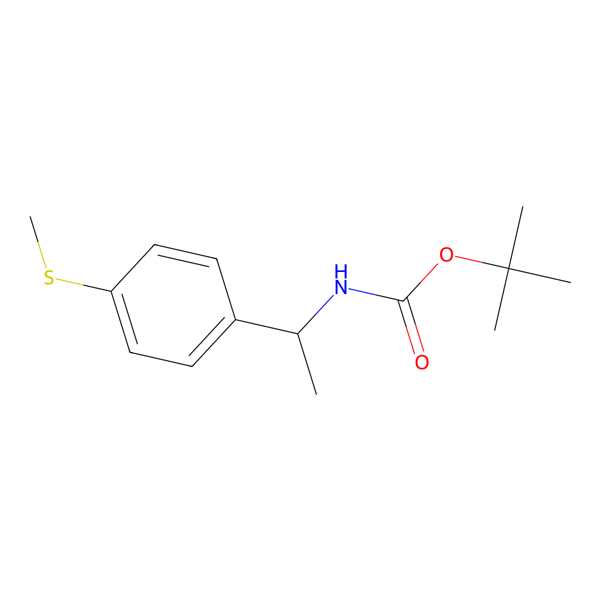 tert-Butyl N-[(1R)-1-[4-(methylsulfanyl)phenyl]ethyl]carbamate molecular structure, CAS 2845095-81-8