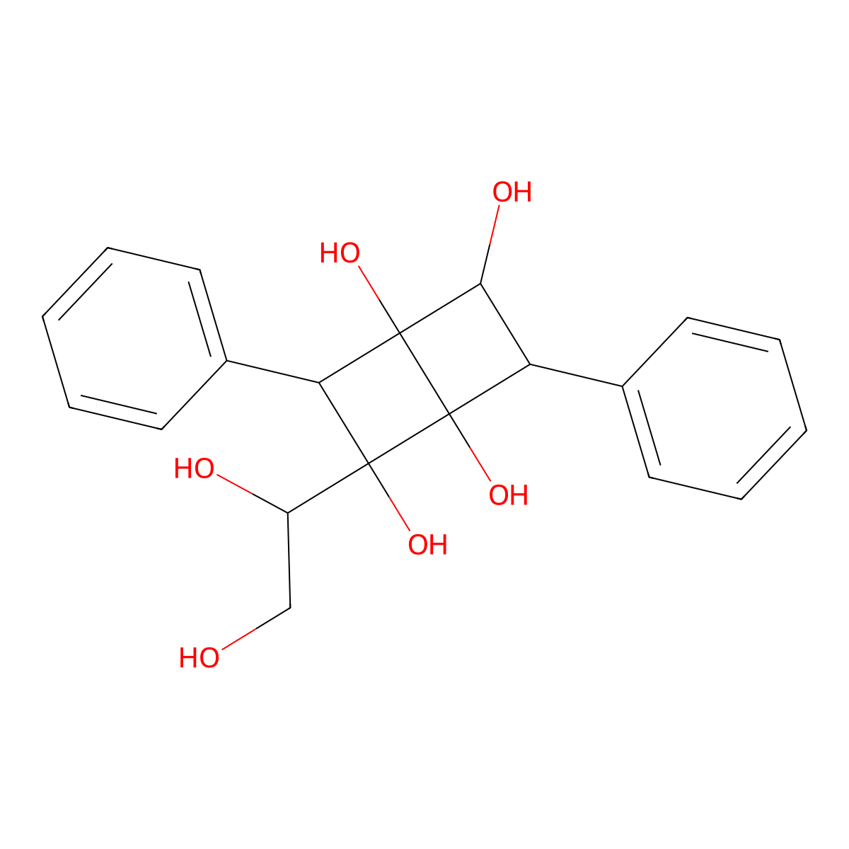 (1R,2R,4S)-2-((R)-1,2-dihydroxyethyl)-3,6-diphenylbicyclo[2.2.0]hexane-1,2,4,5-tetraol molecular structure, CAS 2845120-26-3