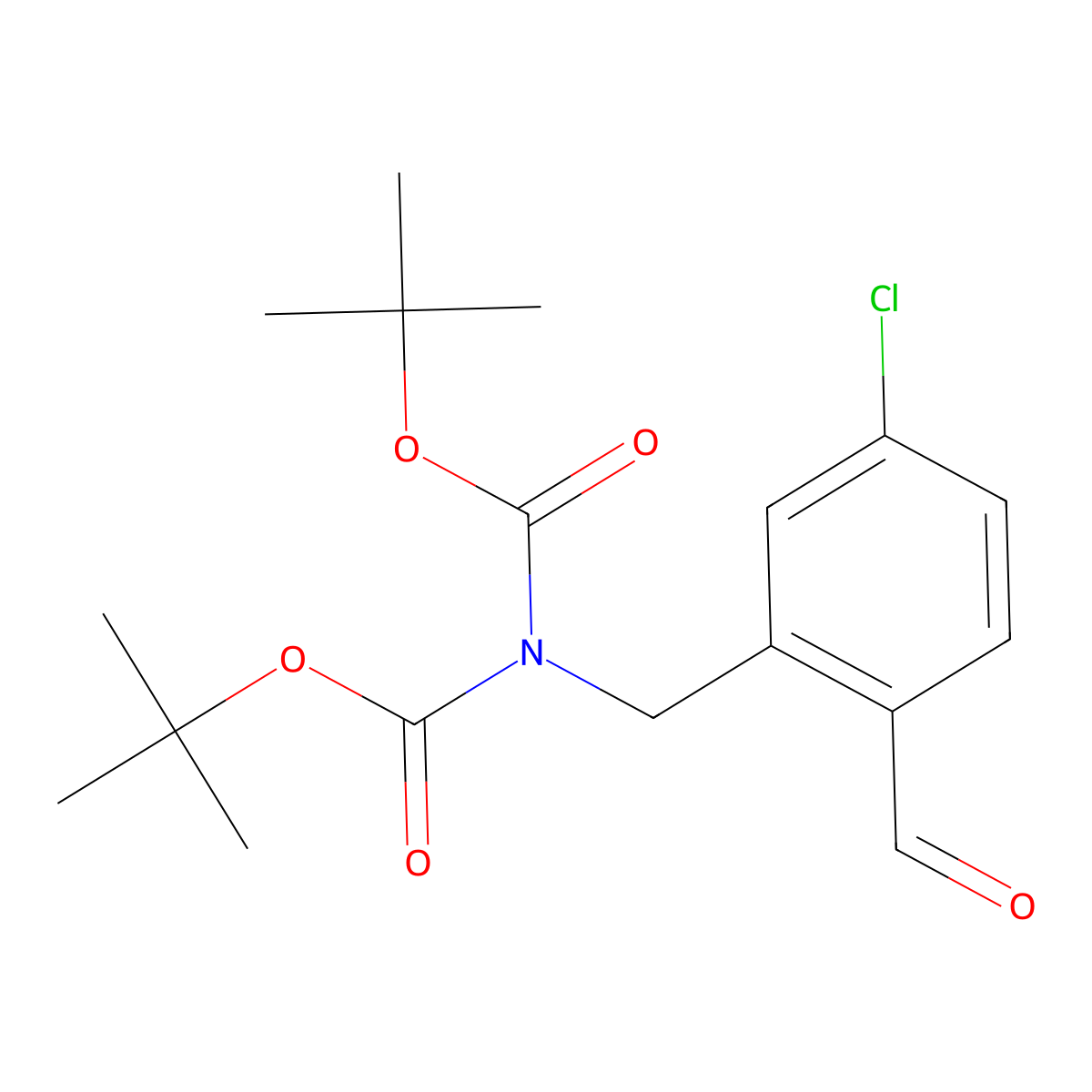 4-Chloro-2-[(di-Boc-amino)methyl]benzaldehyde molecular structure, CAS 2845126-09-0