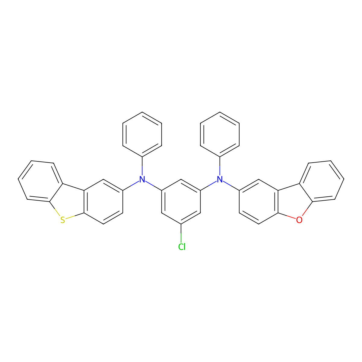 5-Chloro-N1-(dibenzo[b,d]furan-2-yl)-N3-(dibenzo[b,d]thiophen-2-yl)-N1,N3-diphenylbenzene-1,3-diamine molecular structure, CAS 2845126-10-3