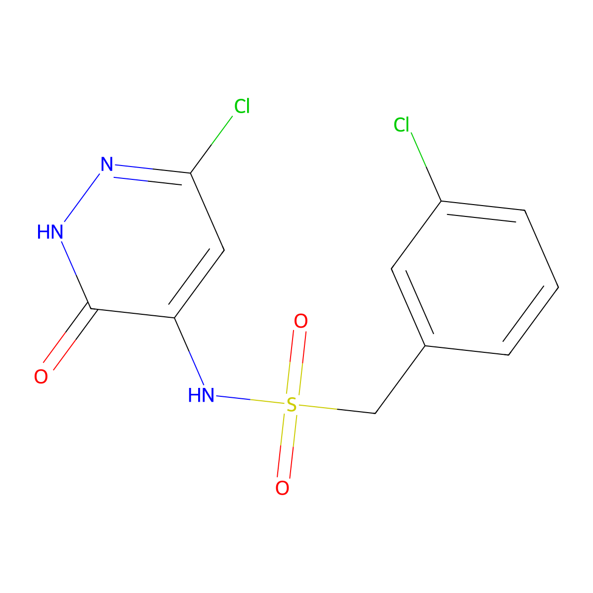 N-(6-Chloro-3-hydroxy-4-pyridazinyl)-1-(3-chlorophenyl)methanesulfonamide molecular structure, CAS 2845126-14-7