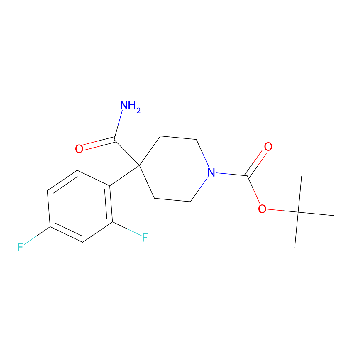 tert-Butyl 4-carbamoyl-4-(2,4-difluorophenyl)piperidine-1-carboxylate molecular structure, CAS 2845126-19-2